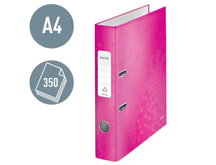 Leitz Archivador de palanca WOW cartón forrado Din A4 50 mm fucsia