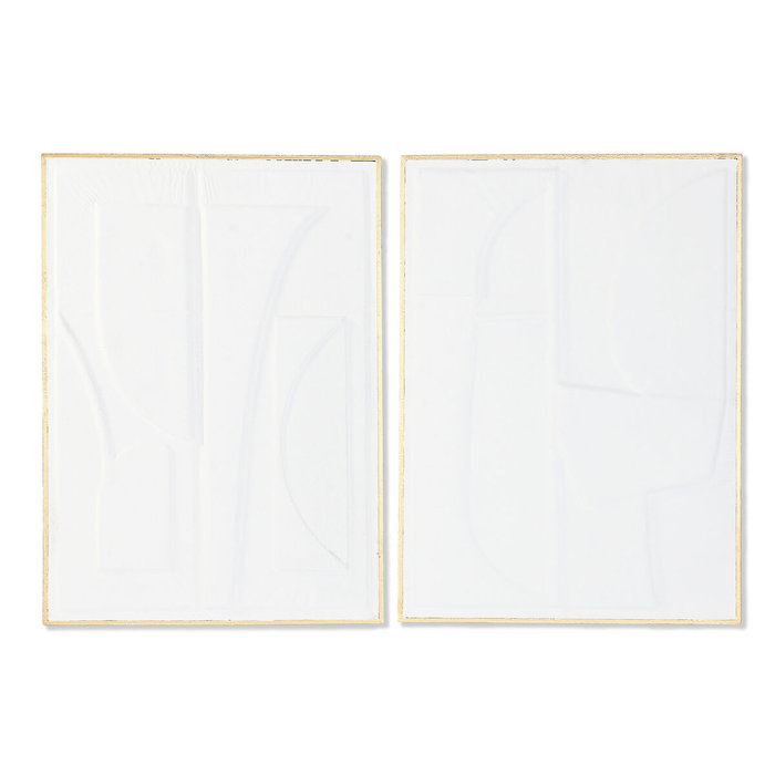 DKD Home Decor Decoración de Pared de Metal Abstracto 2 Piezas Blanco y Dorado DKD Home Decor Decoración de Pared de Metal Abstracto 2 Piezas Blanco y Dorado