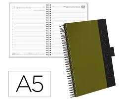 Liderpapel Agenda de oficina 2027 espiral día página A5 verde