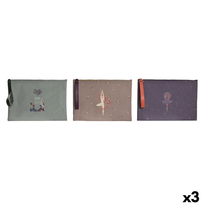 DKD Home Decor Set de 3 Bolsas de Lienzo de Algodón para Yoga, Surtido de Colores