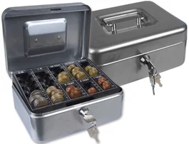 Q-connect Caja caudales Plata 200x160x90 mm con portamonedas y bandeja extraíble