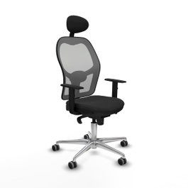 PIQUERAS Y CRESPO Silla de oficina Jorquera con mecanismo Sincro, Similpiel Negro y Malla Gris