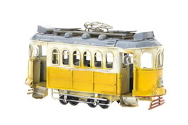 DKD Home Decor Tranvía Decoración Metal Amarillo 2 Unidades 7 x 12 x 20 cm
