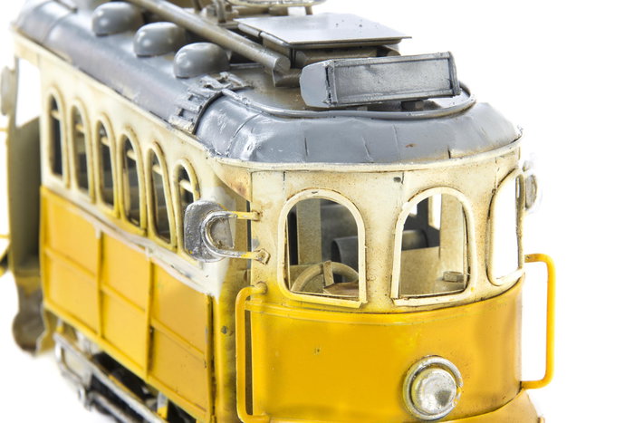 DKD Home Decor Tranvía Decoración Metal Amarillo 2 Unidades 7 x 12 x 20 cm