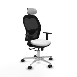 PIQUERAS Y CRESPO Silla de oficina Jorquera con mecanismo Sincro/Traslack, Blanco y Negro