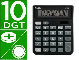 Liderpapel xf20 Calculadora Sobremesa 10 Dígitos Solar y Pilas Color Negro 127x105x24 mm