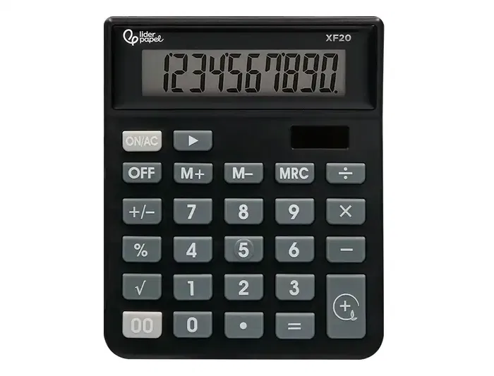Liderpapel xf20 Calculadora Sobremesa 10 Dígitos Solar y Pilas Color Negro 127x105x24 mm