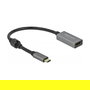 DeLOCK Adaptador Activo USB Type-C a HDMI, DP Alt Mode, 4K Ultra HD a 60Hz, HDR, Longitud de Cable 0.2m, Compatible con Windows y macOS, Negro/Gris