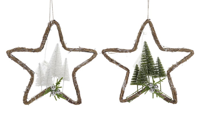 DKD Home Decor Decoración Colgante Navidad Alpina Verde Blanco Ratán LED 2 Unidades 10 x 43 x 43 cm DKD Home Decor Decoración Colgante Navidad Alpina Verde Blanco Ratán LED 2 Unidades 10 x 43 x 43 cm