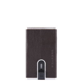 Black Square, Tarjetero de cuero, Sistema deslizante cuadrado, PP4825B3R-TM, Marrón, Para hombres