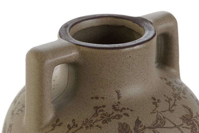 DKD Home Decor Jarrón Cottage 23 Shabby Marrón Verde Gres 17x17x22 cm