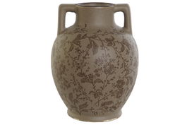DKD Home Decor Jarrón Cottage 23 Shabby Marrón Verde Gres 17x17x22 cm