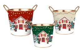 DKD Home Decor Set de 3 Cajas Metálicas 26x26x22,5 cm Dorado Rojo