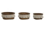 DKD Home Decor Set de 3 Cestas de Fibra Flecos Decapé Natural