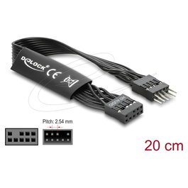 DeLOCK 86049 Cable de Extensión HD Audio Placa Base, 9 Pines Conector Macho a Hembra, 20 cm, Negro