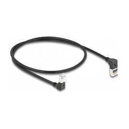 DeLOCK Cable de red RJ45 Cat.6A S/FTP Slim 90° angular 0,5 m negro