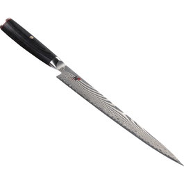 Miyabi 5000FCD Sujihiki 24cm de acero inoxidable con mango de madera pakka negra.