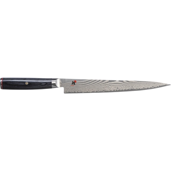 Miyabi 5000FCD Sujihiki 24cm de acero inoxidable con mango de madera pakka negra.