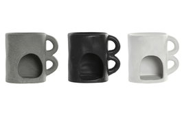 DKD Home Decor Quemador Cerámica Gris Negro Blanco 11x11x6 cm (12 Unidades) Urban