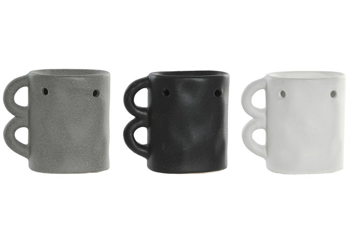 DKD Home Decor Quemador Cerámica Gris Negro Blanco 11x11x6 cm (12 Unidades) Urban