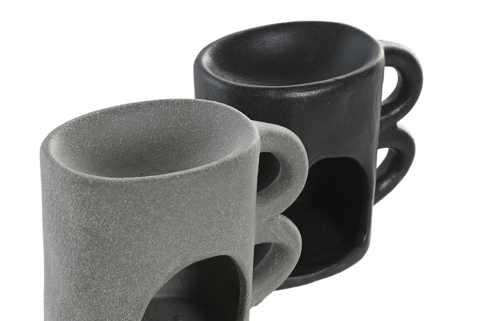 DKD Home Decor Quemador Cerámica Gris Negro Blanco 11x11x6 cm (12 Unidades) Urban