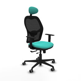 PIQUERAS Y CRESPO Silla de oficina Jorquera con mecanismo Sincro/Traslack, Turquesa y Negro