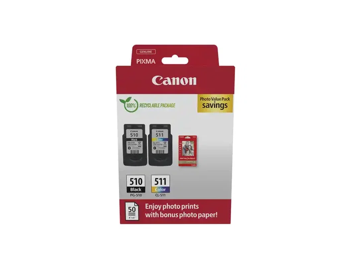 Canon PG-510 + CL-511 Photo Value Pack con Papel Fotográfico
