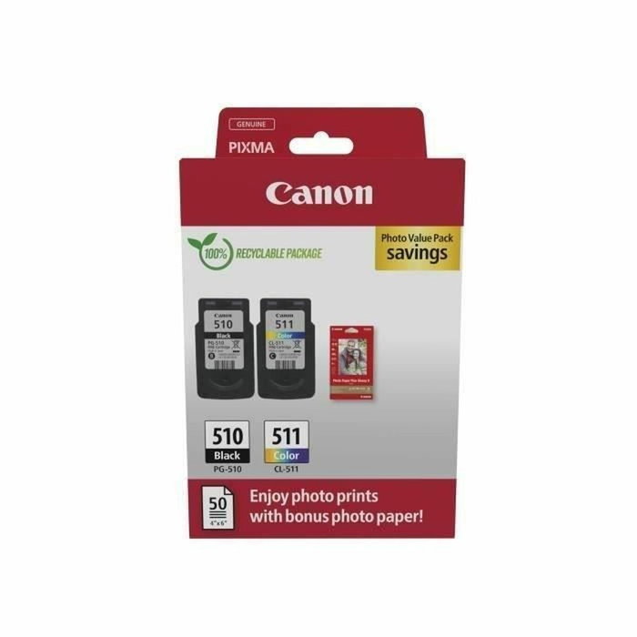 Canon PG-510 + CL-511 Photo Value Pack con Papel Fotográfico