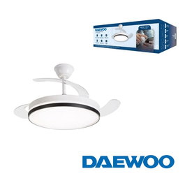 DAEWOO Ventilador de Techo con Aspas Retráctiles de 42 Pulgadas, LED 36W, Control por App, 3 Velocidades, Motor 30W