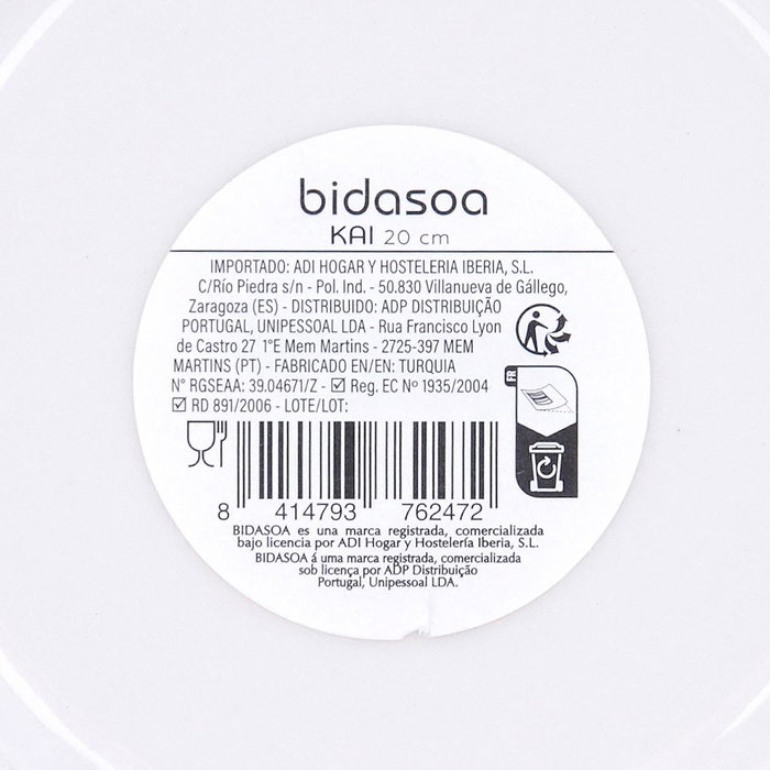 Bidasoa Plato Hondo Kai Hydrozero 20 cm (6 Unidades) Blanco