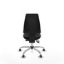 Silla de oficina Elche con mecanismo Asincro tapizada con Tela color Gris oscuro. Equipada con Base cromada, Sin brazos y Ruedas 65 mm parqué