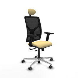 PIQUERAS Y CRESPO Silla de oficina Motilla con Mecanismo Sincro/Traslack, Crema y Negro