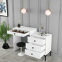 Hanah Home Mesa de Maquillaje Lizbon 556 - Blanca Moderna 124cm Ancho, 84.7cm Alto x 40cm Fondo