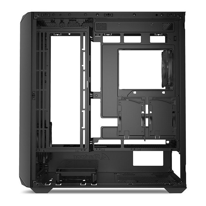 Sharkoon AK2 Torre Midi PC ATX Negro Metal, Compatible con micro ATX/Mini-ITX, 7 Ranuras, 17 cm Altura CPU, 41 cm VGA, Gestión de Cables, USB Tipo-C
