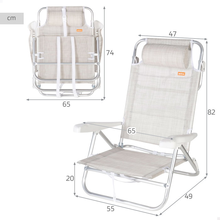 AKTIVE Silla de Playa Plegable 650x120x740 mm