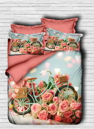 L'essentiel linge de maison Juego de Fundas de Edredón Doble 200x220 cm y 50x70 cm, Microsatén/Algodón, Impresión 3D Rosa, Pink y Azul