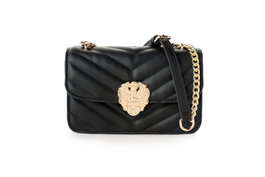 Vince Camuto Bella - Bolso Bandolera Negro de Piel de Polivinilo para Mujer, Elegante y Versátil