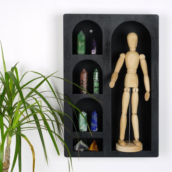Hanah Home Cry004-S Estantería de Pared Madera Maciza Negra