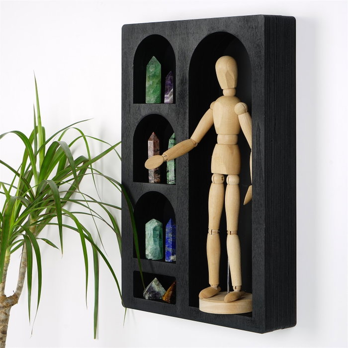 Hanah Home Cry004-S Estantería de Pared Madera Maciza Negra