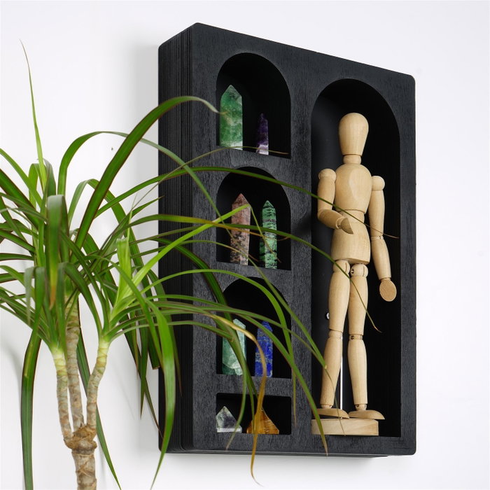 Hanah Home Cry004-S Estantería de Pared Madera Maciza Negra