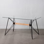 Mesa Comedor Negro Metal-Cristal Salón 140 X 80 X 75 cm