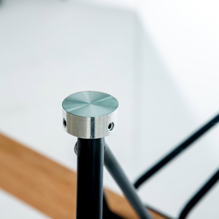 Mesa Comedor Negro Metal-Cristal Salón 140 X 80 X 75 cm