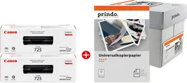 Canon 725 MCVP Value Pack Negro / Blanco con 2500 hojas de papel Prindo Universal