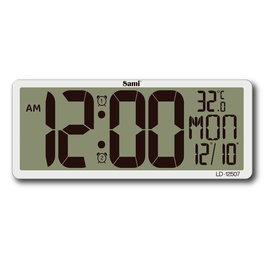 SAMI Reloj de sobremesa o pared LCD blanco modelo xxxl calen - Temporizador digital con calendario