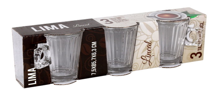 La Mediterranea Set de 3 Tazas de Café 8 cl Lima Lineal