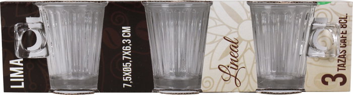 La Mediterranea Set de 3 Tazas de Café 8 cl Lima Lineal