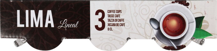 La Mediterranea Set de 3 Tazas de Café 8 cl Lima Lineal