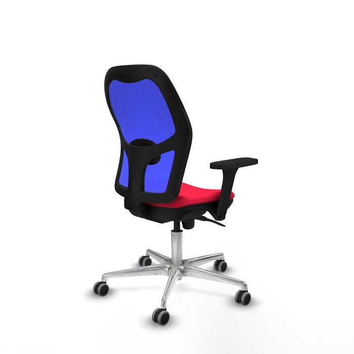 PIQUERAS Y CRESPO Silla de oficina Jorquera con mecanismo Sincro, tela roja y malla azul PIQUERAS Y CRESPO Silla de oficina Jorquera con mecanismo Sincro, tela roja y malla azul