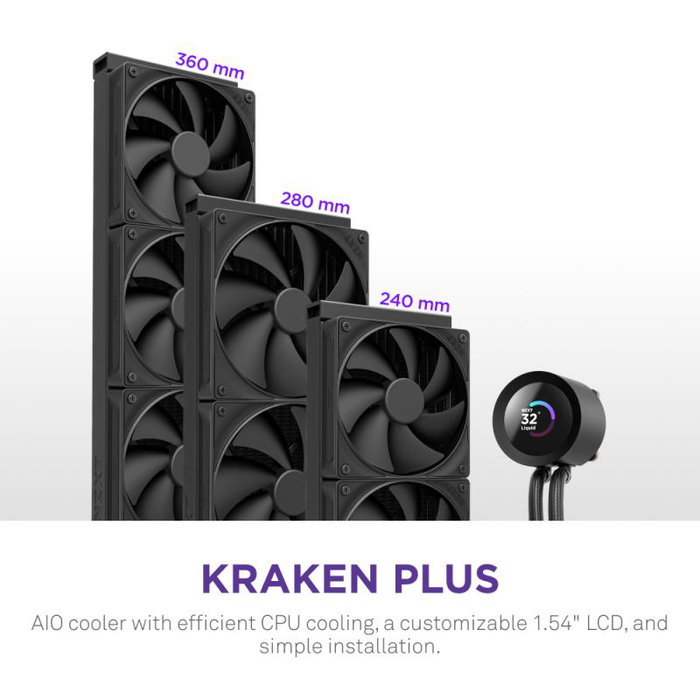NZXT Kraken Plus 280 Refrigeración Líquida RL-KN280-B2 - Negro NZXT Kraken Plus 280 Refrigeración Líquida RL-KN280-B2 - Negro