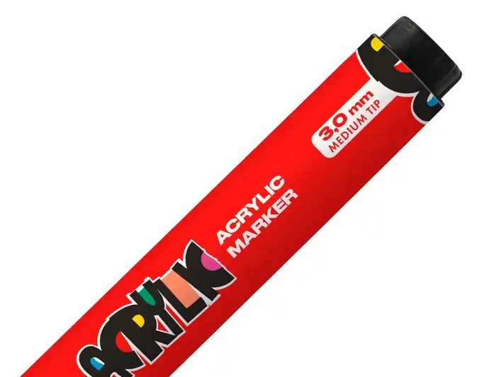 Liderpapel Rotulador Acrylic Base Agua para Todo Tipo de Superficie, Punta Redonda 3 mm, Rojo